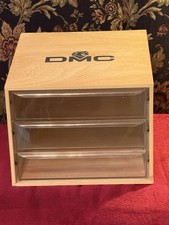 Vintage DMC Embroidery Floss Wood Storage 3 Drawer Box -A