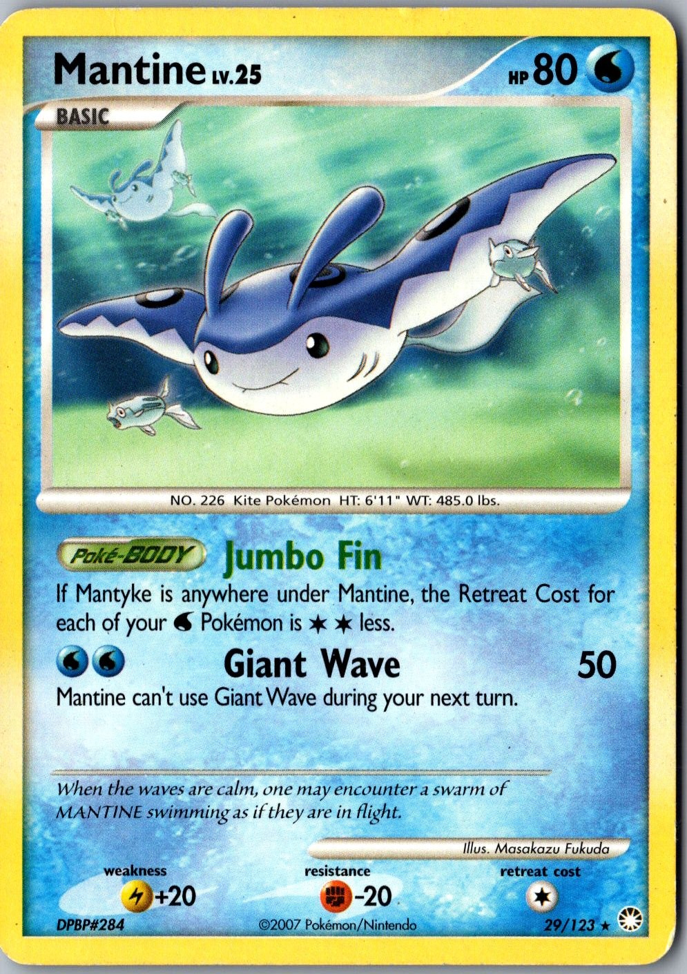 Mantine Normal 29/123 Rare MT Mysterious Treasures LP Pokemon Card