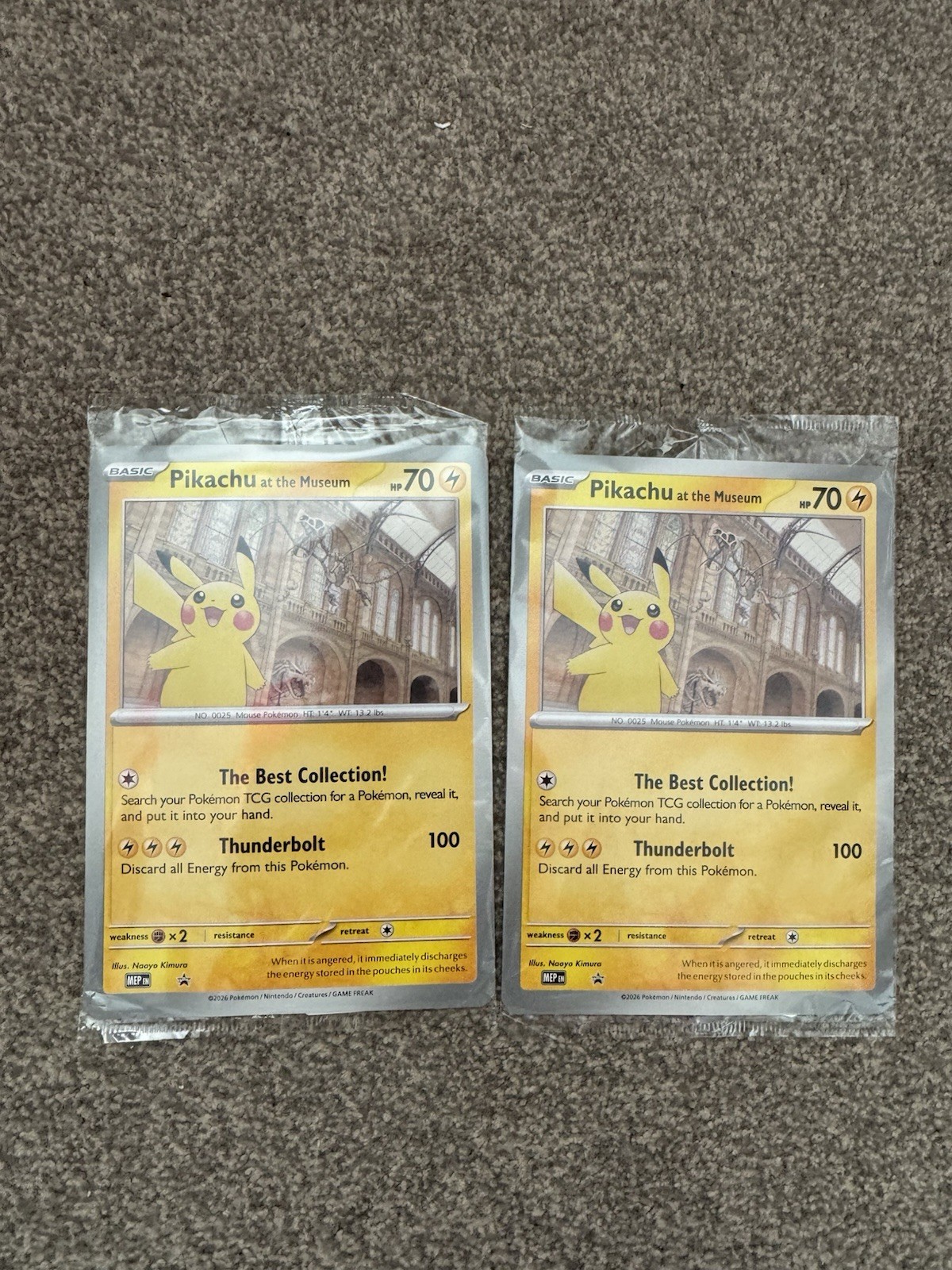 2x Pokemon TCG Pikachu At The Museum Jumbo Promo Card- Factory New & Sealed