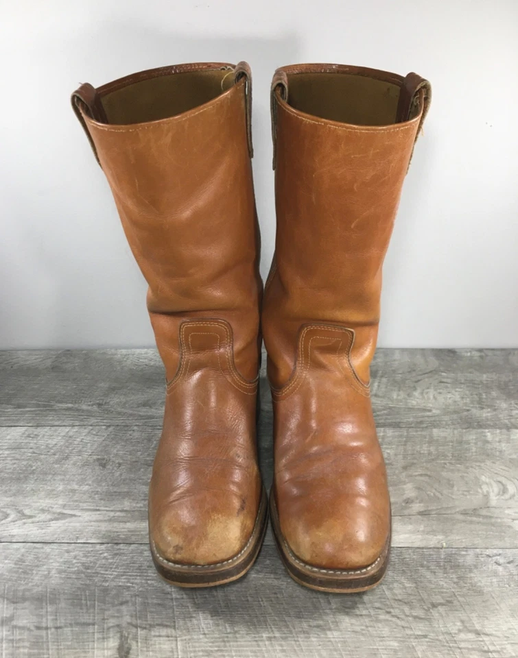 De colección Años 70 Acme Campus Cuero Tostado Western Rodeo Vaquero Rancho Cuero Para Hombres Talla 9 Foto 4 de 4