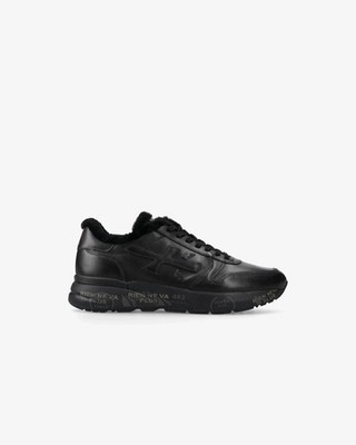 Premiata Men's Sneakers In Black Leather And Fur Art. MICK 1453NM