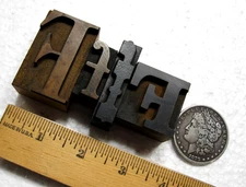 4 vintage mixed font letterpress wood type F's. Beautiful patina!