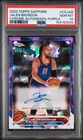 Jalen Brunson 2023 Topps Chrome Sapphire #CG-JAB Purple Auto 6/10 PSA 10