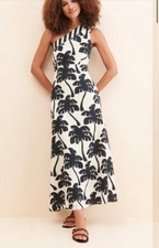 Farm Rio Maxi Dress in Palm Monochrome Pattern, small