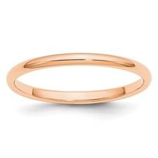 10k Rose Gold 2mm Half Round Wedding Band Ring Size 5