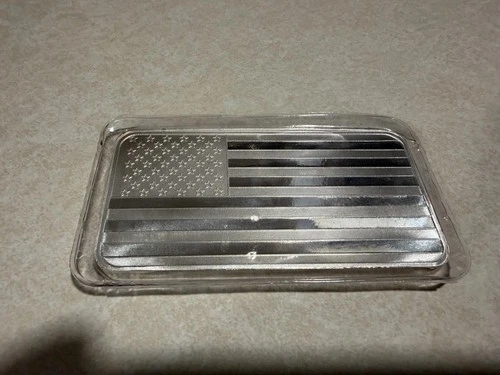 10 troy oz silver bullion bar .999 American flag