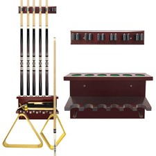 Pool Stick Holder Wall Mount,Hardwood Billiards Pool Cue Rack, Pool Cue Set