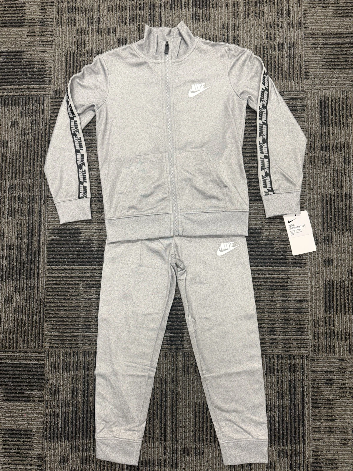 Nike Kids Boy's Logo Taping Jacket Pants Two-Piece Track Set Dark Grey 6 NWT