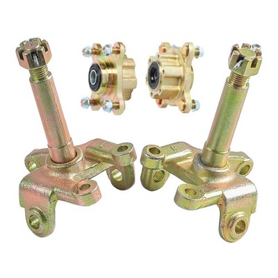 2PC 4 Stud Front Steering Knuckle Spindle + Wheel Hub 4x 110mm Go kart Quad ATV
