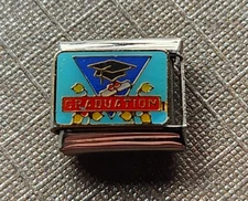 Grad Cap Grauate Graduation Italian Charm 9mm Bracelet Link gift