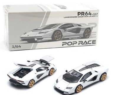Pop Race 1:64 Lamborghini Countach LPI 800-4 White Diecast Model Car PR640117