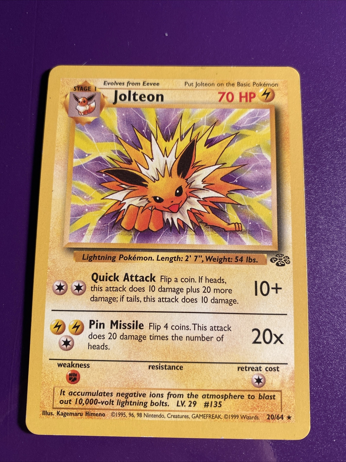 Pokemon TCG Jungle #20/64 Jolteon Rare NM
