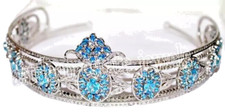 17.81ct Rose cut Diamond 925 Sterling silver Blue topaz wedding hair tiara Crown