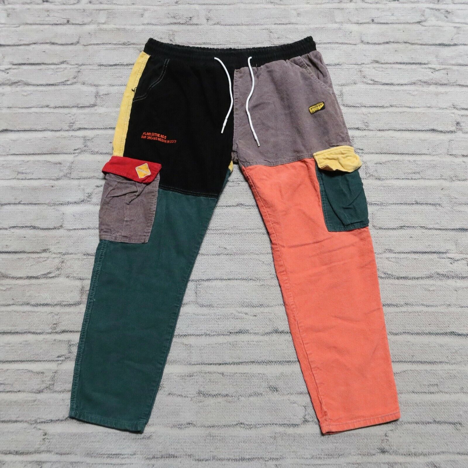 Stussy Corduroy Patchwork Pants Size L High Street Custom Joggers Vtg