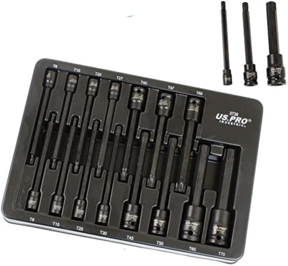 US PRO Industrial Set di chiavi a bussola Torx a lunga portata da T6 a T70 Star