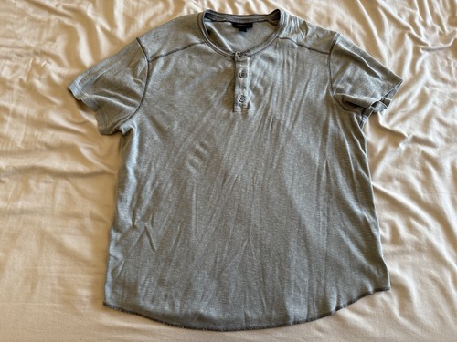 Marc Anthony Short Sleeve Henley Button Shirt Top Tee Grey Size Large L ...