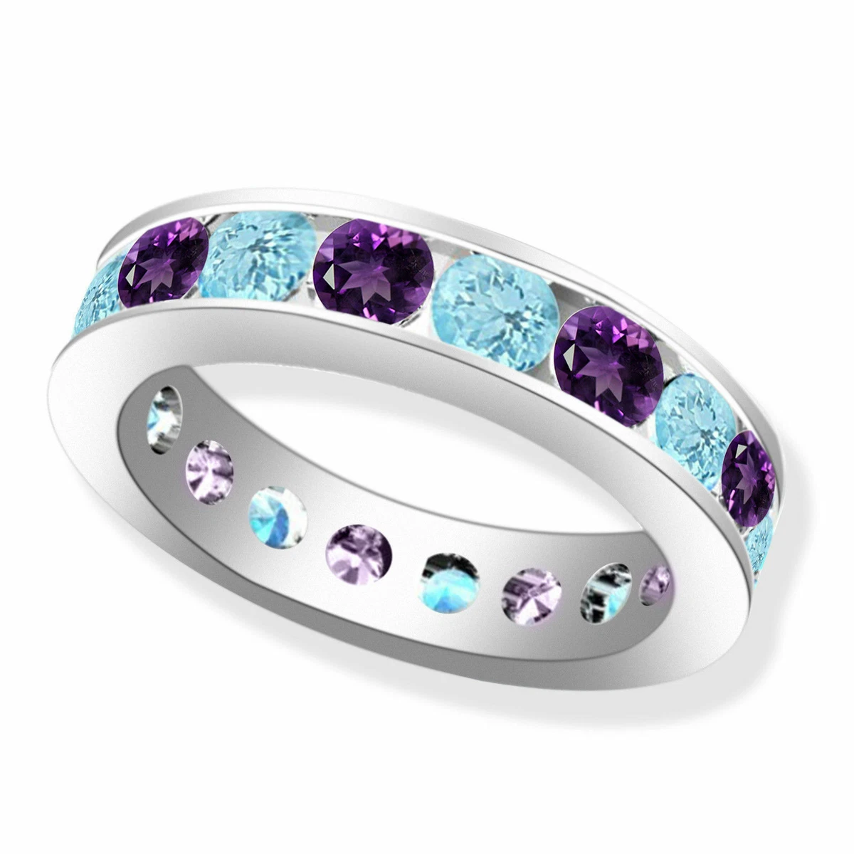 Amethyst and aquamarine eternity ring clearance