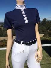 Ladies Competition Shirt Horse Riding Show Shirt Navy