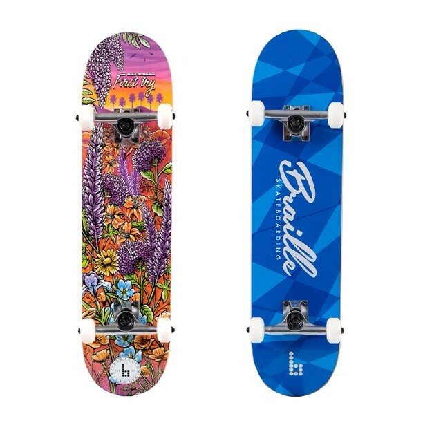 Skateboard Braille Complete 7.75 Blue/Flowers NEW | eBay