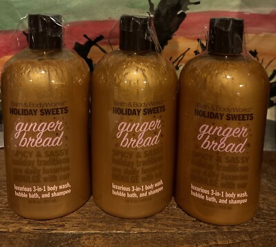 Bath & Body Works HOLIDAY SWEETS GINGERBREAD wash bubble shampoo 3 In 1 X3