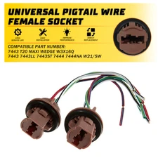 Universal Pigtail Wire Female Socket 7443 Two Harness Replace Brake Stop Tail