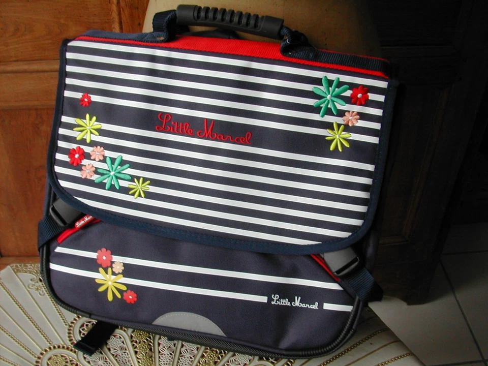 Sacoche Neuve LITTLE MARCEL Cartable d'Ecole Sac à Dos Parfait Etat Unisexe - Photo 2/4