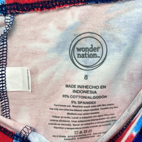 Wonder Nation Girls Sz 8 Red White Blue Outfit Tshirt Leggings Beach Tie Dye Sea - Picture 11 of 11