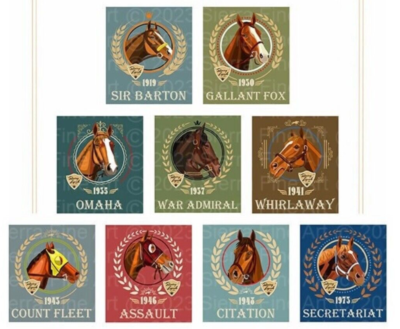 NEW 13 Triple Crown Winners Horse Racing Poster Vivid Colors