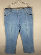 Vintage Wrangler 42x29 Dress Pants Denim Jeans Creased Faded 80s Retro Light