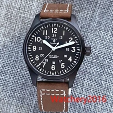 Tandorio Pilot 39mm Black PVD Case Japan NH35 200M Luminous Diving Watch Mens