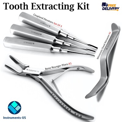 Basic Tooth Extraction Kit Coupland Elevators Dental Extracting Instruments Tool