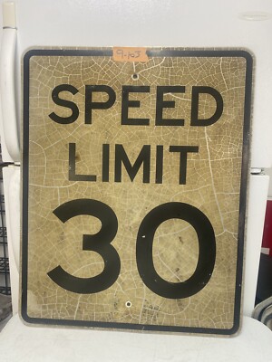 Retired Authentic Road Street Sign (Speed Limit 30) 30''X24'' Lot 9-103
