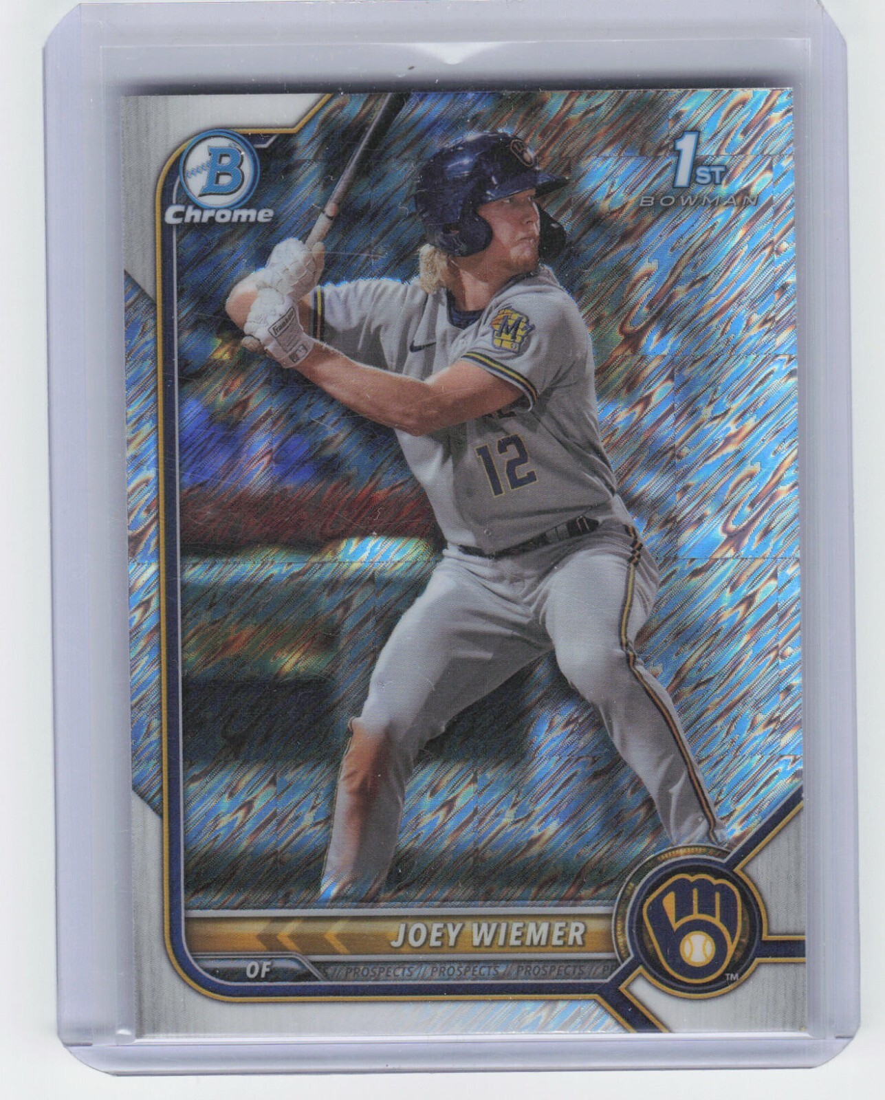 2022 Bowman Chrome Joey Wiemer BCP-207 1st Shimmer Refractor Brewers 