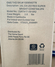 Home Accents 50 CT RED C9 LED SUPER BRIGHT Christmas Light String 16' 2x25 Pack