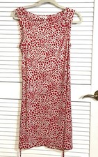 LOFT Dress Size XS Red Floral  Stretch Sleeveless Sheath Belt Boho Women EUC