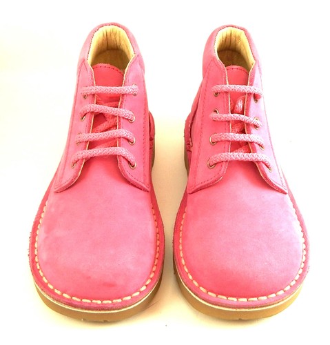 DE OSU-FARO -Spain -Girls Fuchsia Leather Hiking Chukka Boots -European -Size 8 - Picture 2 of 5