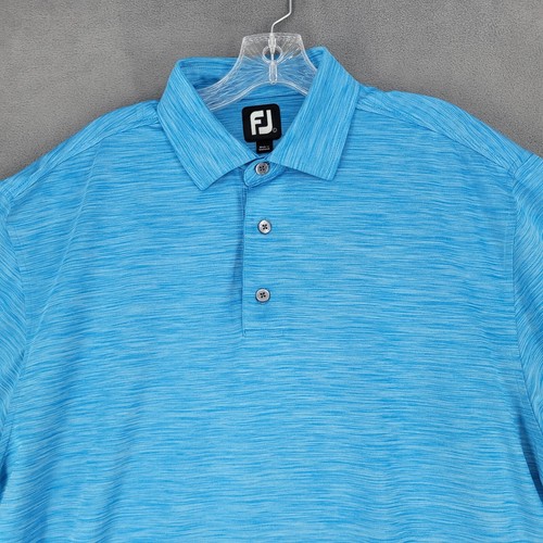 FootJoy Mens Shirt Size L Blue Polo Short Sleeve Golf Performance - Picture 2 of 8