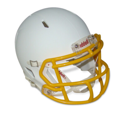 blank football helmet real Matte White with Gold Mask Blank Riddell Revolution SPEED Mini Football  Helmet