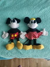Rare 1981 VINTAGE Disney 14" Stuffed Mickey Minnie Mouse White Face,Felt