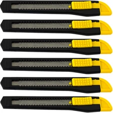 6 Small Safety Box Cutter Utility Knife Retractable Snap off Blade BLACK