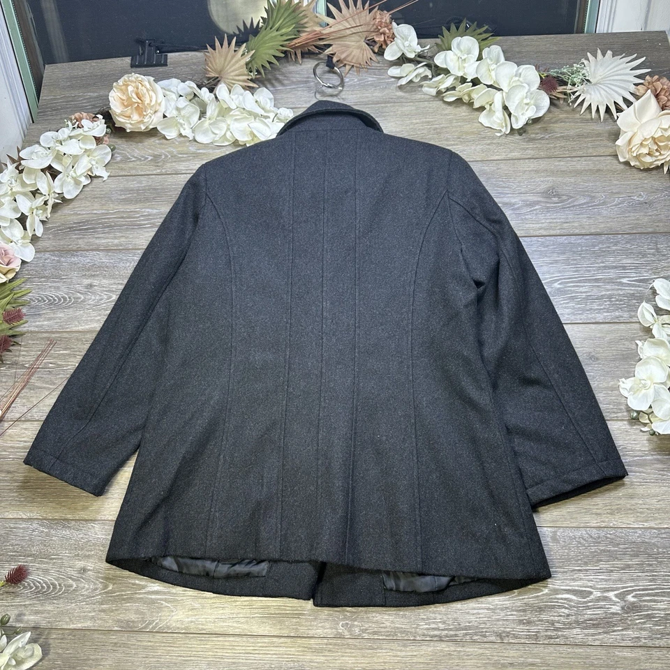 Abrigo BLANCO STAG Talla Grande 12-14 Mujer Gris Oscuro Chaquetón Lana Sencillo Pecho Foto 2 de 4