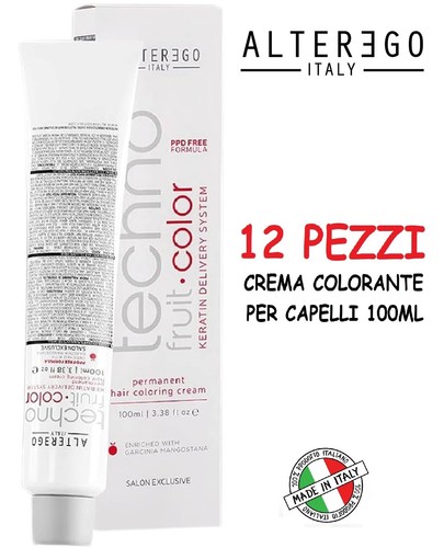 12X COLORE CAPELLI TINTA ALTEREGO TECHNO FRUIT COLOR TINTURA CREMA 100ML PROFESS - 第 1/8 張圖片