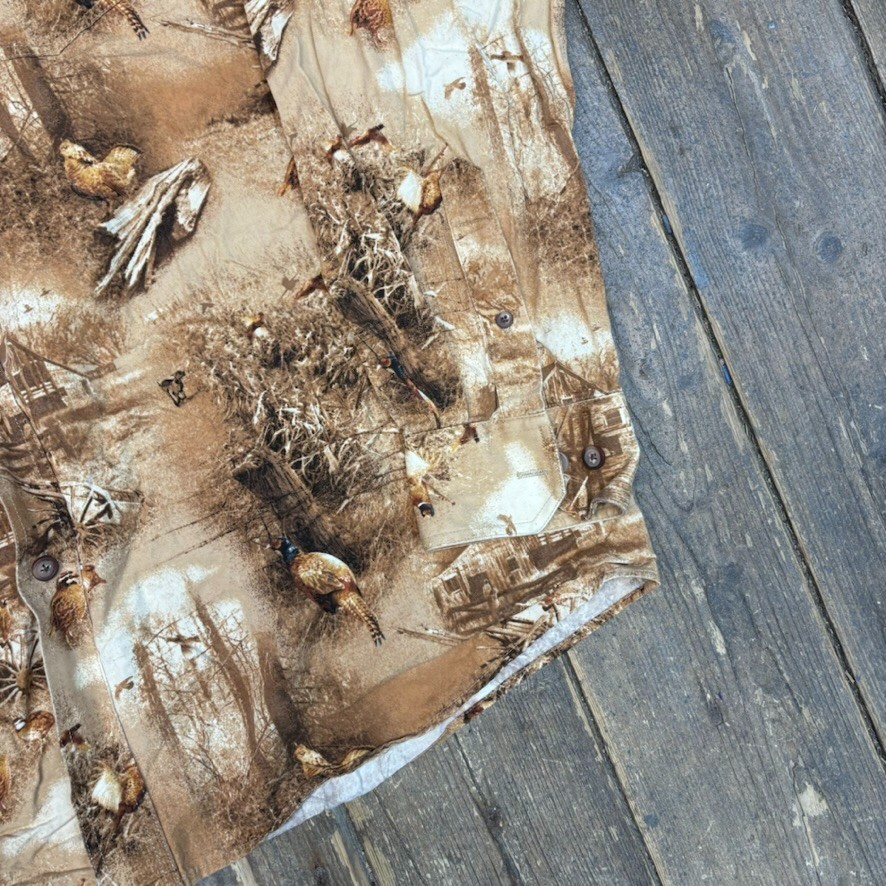 Real Tree Shirt Y2K USA Camo Vintage Army Button Down Top, Brown, Mens XL image 5