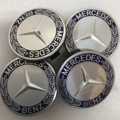 Set of 4 Mercedes 75MM Classic Dark Blue Wheel Center Hub Caps 20536a62 ...