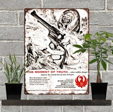 Revólver Ruger Blackhawk 1957 Howard Nostrand Bear arte letrero de metal 9x12" 60627