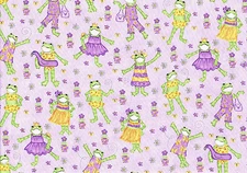 Oakhurst Textiles Fashion Frogs Cotton Lavender Green Yellow Drapery Upholstery 