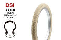 18 Zoll Fahrrad Reifen 47-355 Kinder City Bike 18X1.75 Creme