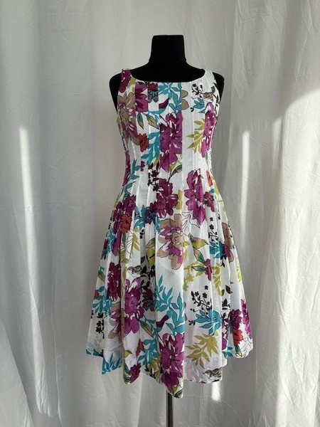 Women Laura Ashley Dress White Cotton 40 / L / 48 #A2GT