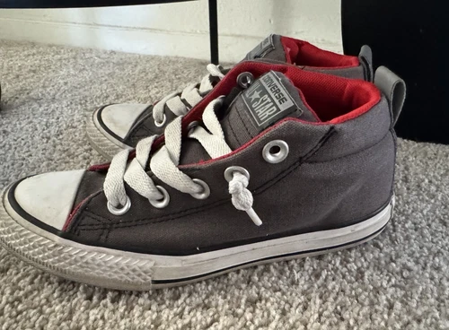 Sneakers Converse Chuck Taylor All Star MidTop Grigio Rosso Scarpe Sneakers Bambini 1