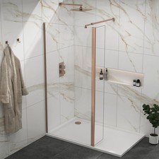 300mm Brushed Bronze Walk in Wet Room Flipper Panel for Shower Screen 8mm Glass
